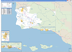 Santa Maria-Santa Barbara Metro Area Wall Map Basic Style 2026